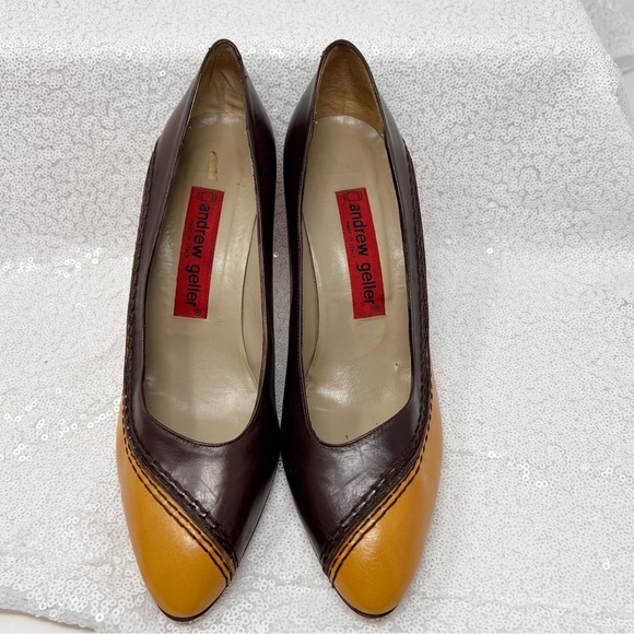 Andrew Gellar made in Italy brown and mustard yellow pumps. Size 7.5 women’s - Picture 2 of 16